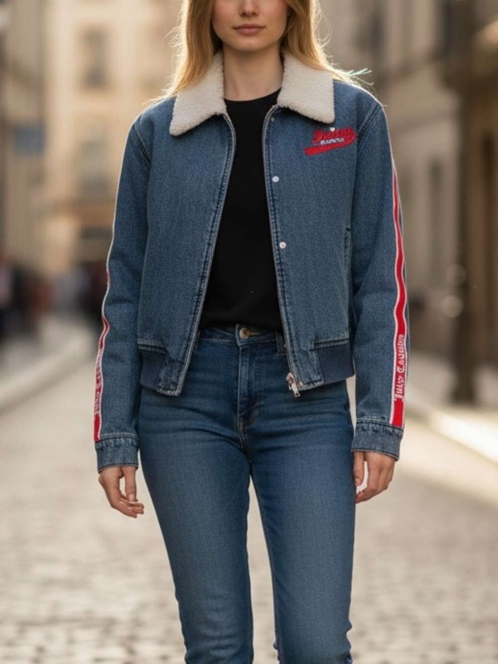 Juicy Couture Fur Collared Denim Jacket
